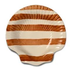 Armona stripe tallrik 23,5x23,5 cm, Ljusbrun-vit