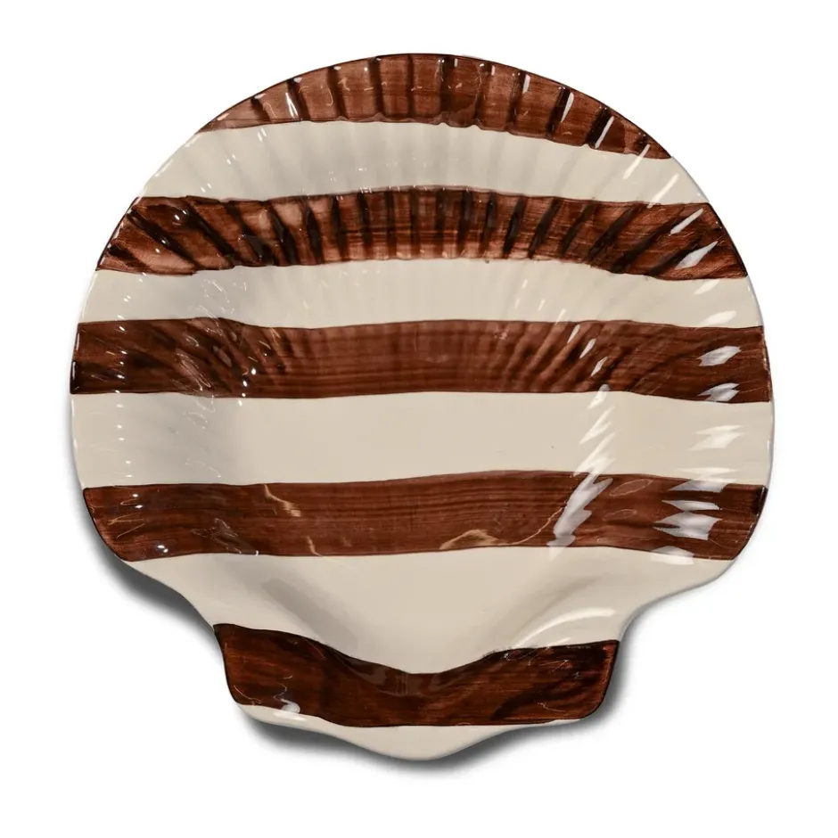 Armona stripe tallrik 23,5x23,5 cm, Mörkbrun-vit