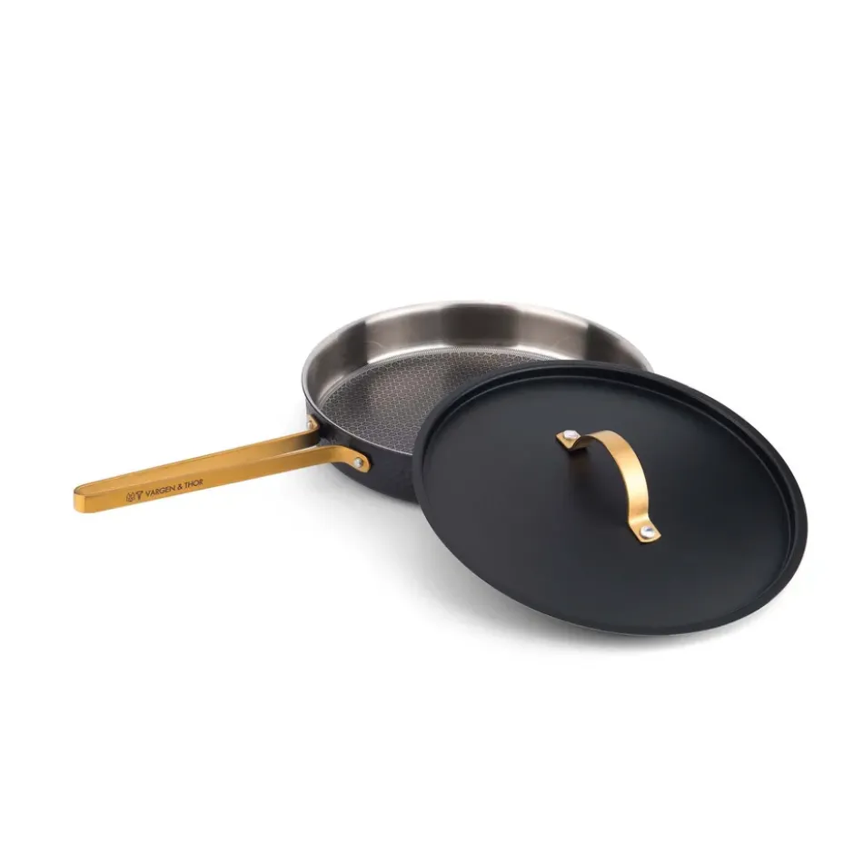 Arvet hamrad svart traktörpanna med lock, Modell X2, Ø28 cm