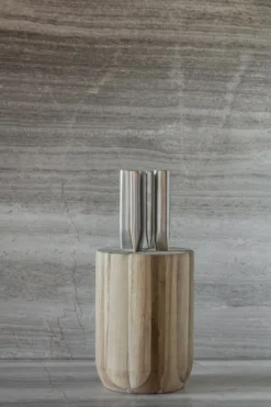 Base knivset med knivblock 5 delar, Wood-steel grey