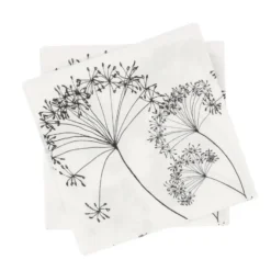 Botanical pappersservett, Vit-svart, 20‑pack, 33×33 cm