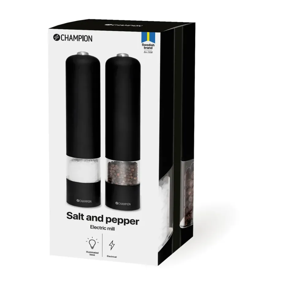 Champion SPK120 salt- och pepparkvarn set, Mattsvart