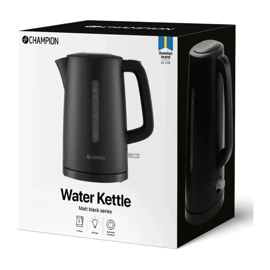 Champion vattenkokare, Mattsvart, 1,7 L
