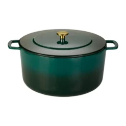 Combekk Enameled gjutjärnsgryta Ø32 cm, Holly Green-gold knob