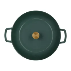 Combekk Enameled gjutjärnsgryta Ø32 cm, Holly Green-gold knob