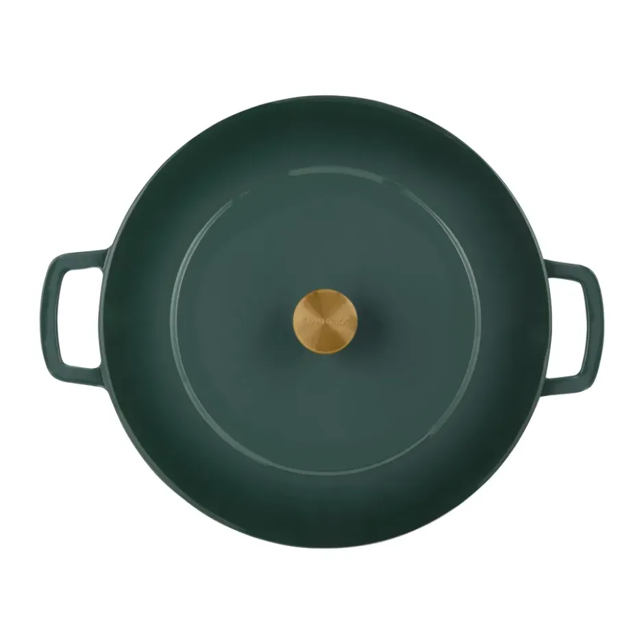 Combekk Enameled gjutjärnsgryta Ø32 cm, Holly Green-gold knob