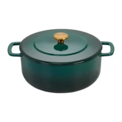 Combekk Enameled gjutjärnsgryta Ø24 cm, Holly Green-gold knob