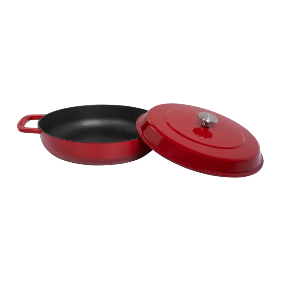 Combekk Enameled traktörpanna gjutjärn Ø28 cm, Cherry-silver knob