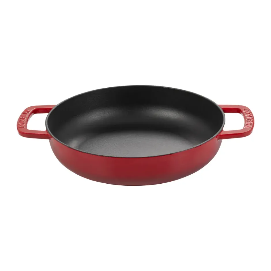 Combekk Enameled traktörpanna gjutjärn Ø28 cm, Cherry-silver knob