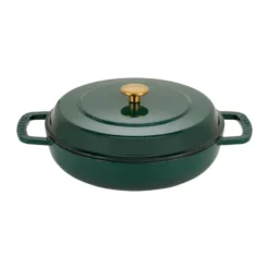 Combekk Enameled traktörpanna gjutjärn Ø28 cm, Holly Green-gold knob