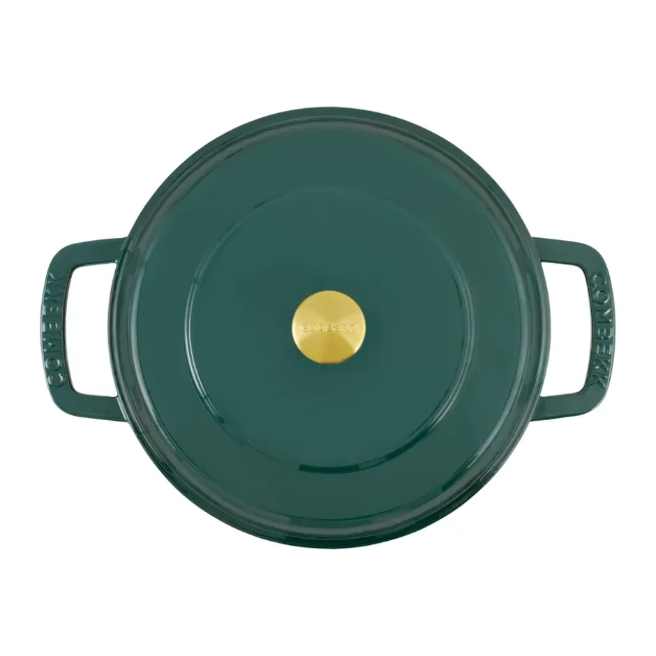 Combekk Enameled traktörpanna gjutjärn Ø28 cm, Holly Green-gold knob