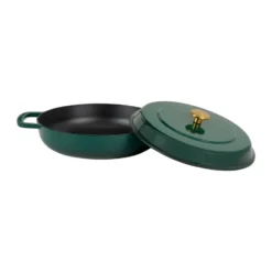 Combekk Enameled traktörpanna gjutjärn Ø28 cm, Holly Green-gold knob