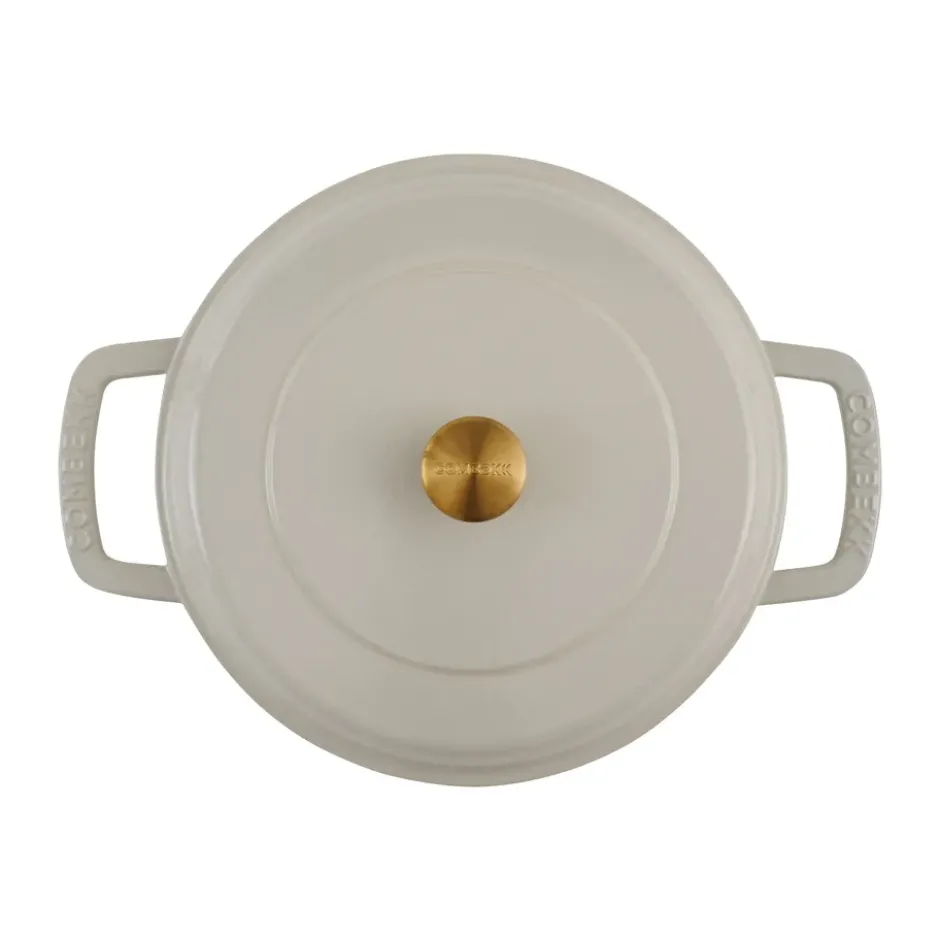 Combekk Enameled traktörpanna gjutjärn Ø28 cm, Sand-gold knob