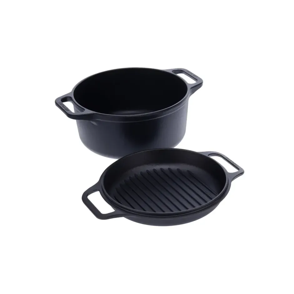 Combo Cooker gjutjärngryta-stekpannaset 2 delar, Svart