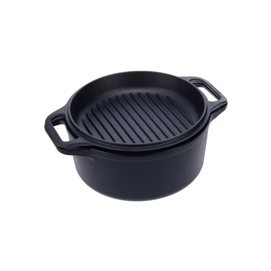 Combo Cooker gjutjärngryta-stekpannaset 2 delar, Svart