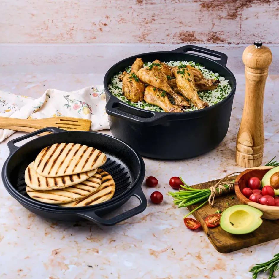 Combo Cooker gjutjärngryta-stekpannaset 2 delar, Svart