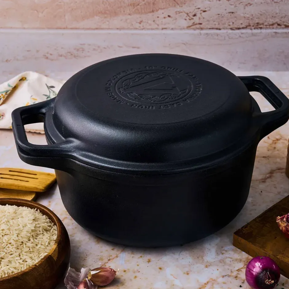 Combo Cooker gjutjärngryta-stekpannaset 2 delar, Svart