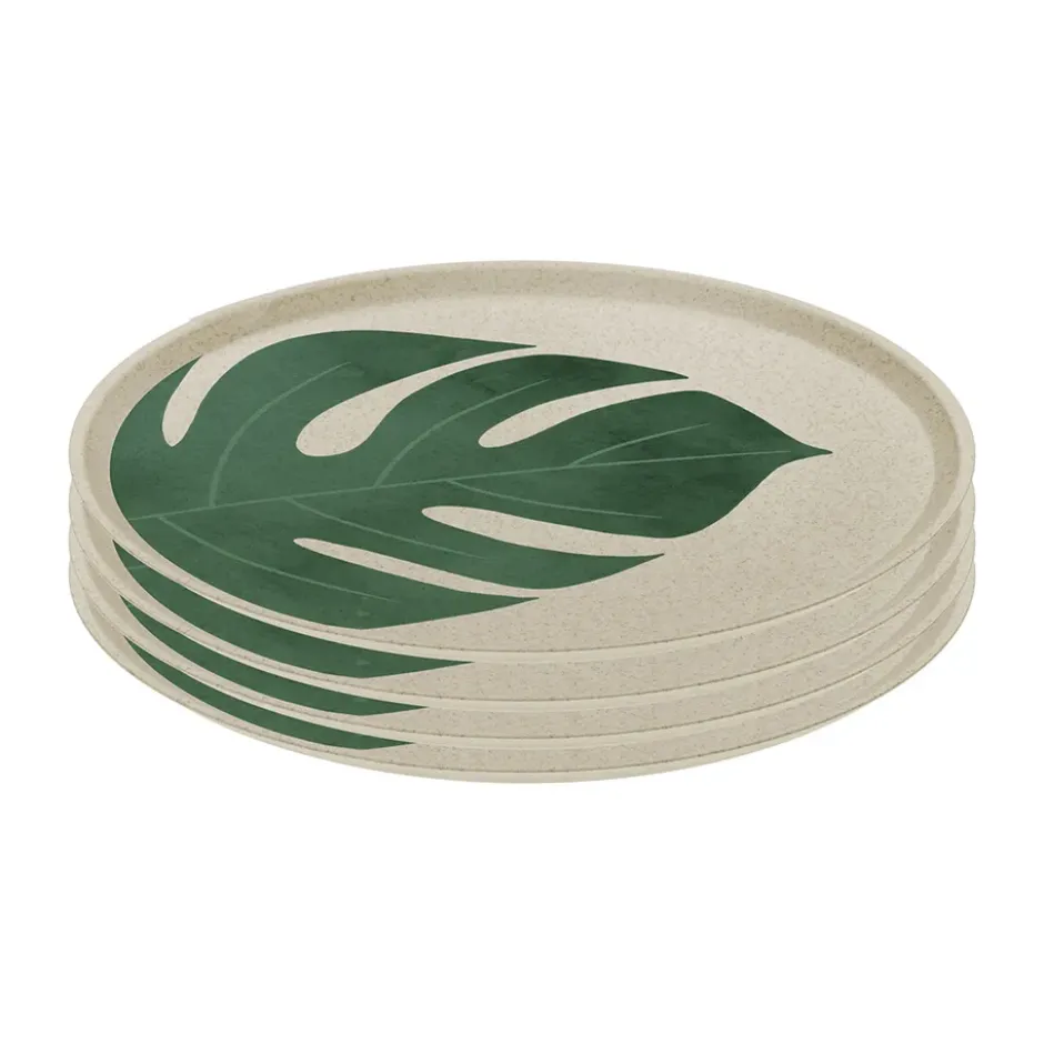 Connect tallrik Ø25,5 cm 4-pack, Monstera leaf