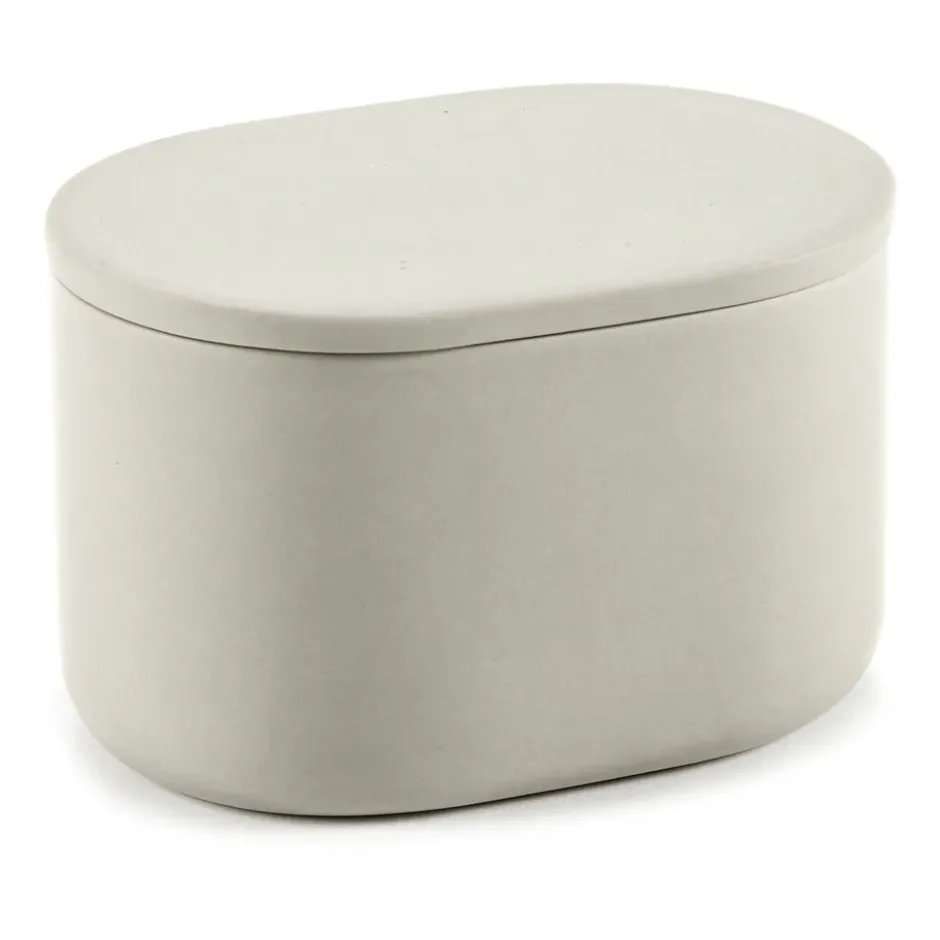 Cose förvaringsburk oval med lock hög 6,5x10,2 cm, Beige