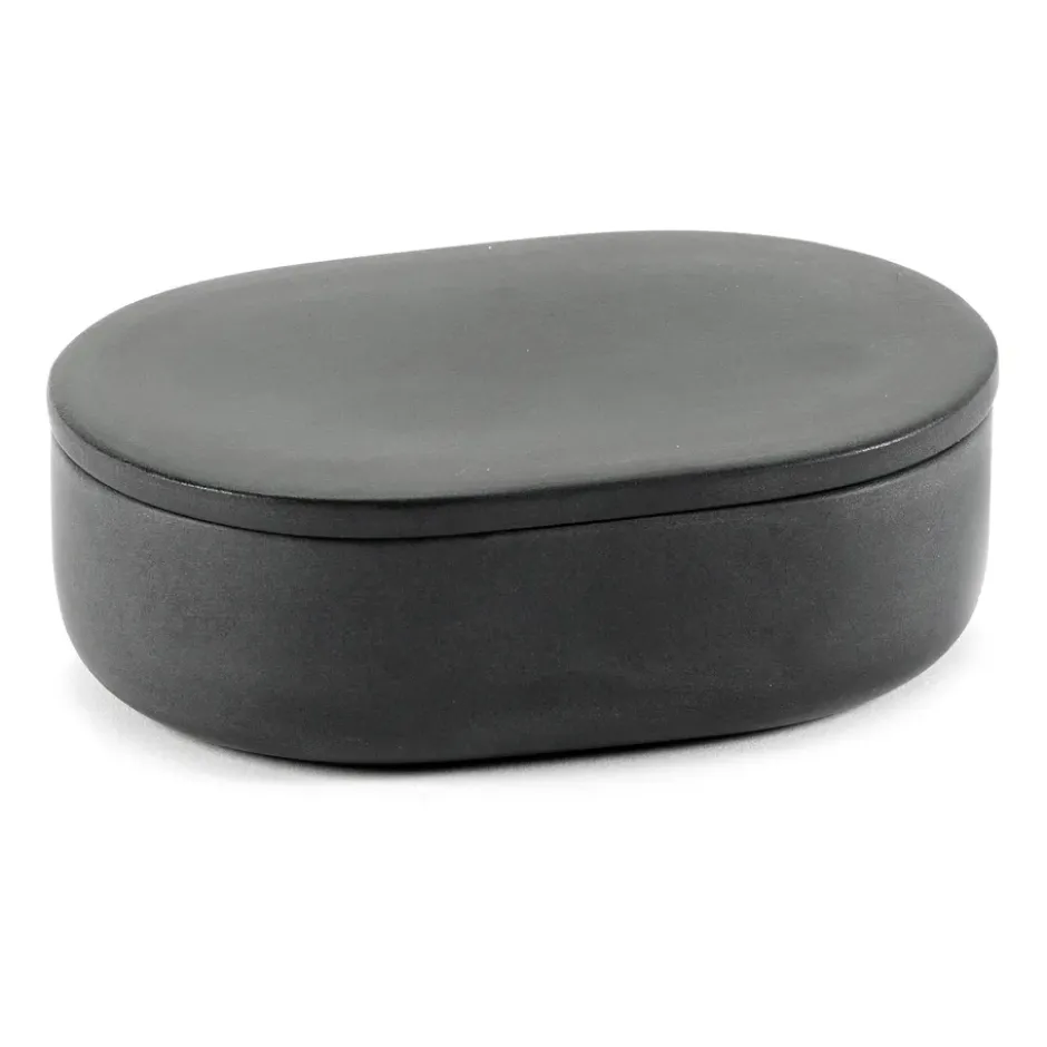 Cose förvaringsburk oval med lock S 3,3x10,2 cm, Dark Grey