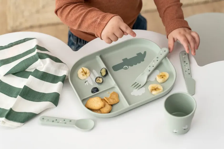 Croco foodie barntallrik 18x22 cm, Green