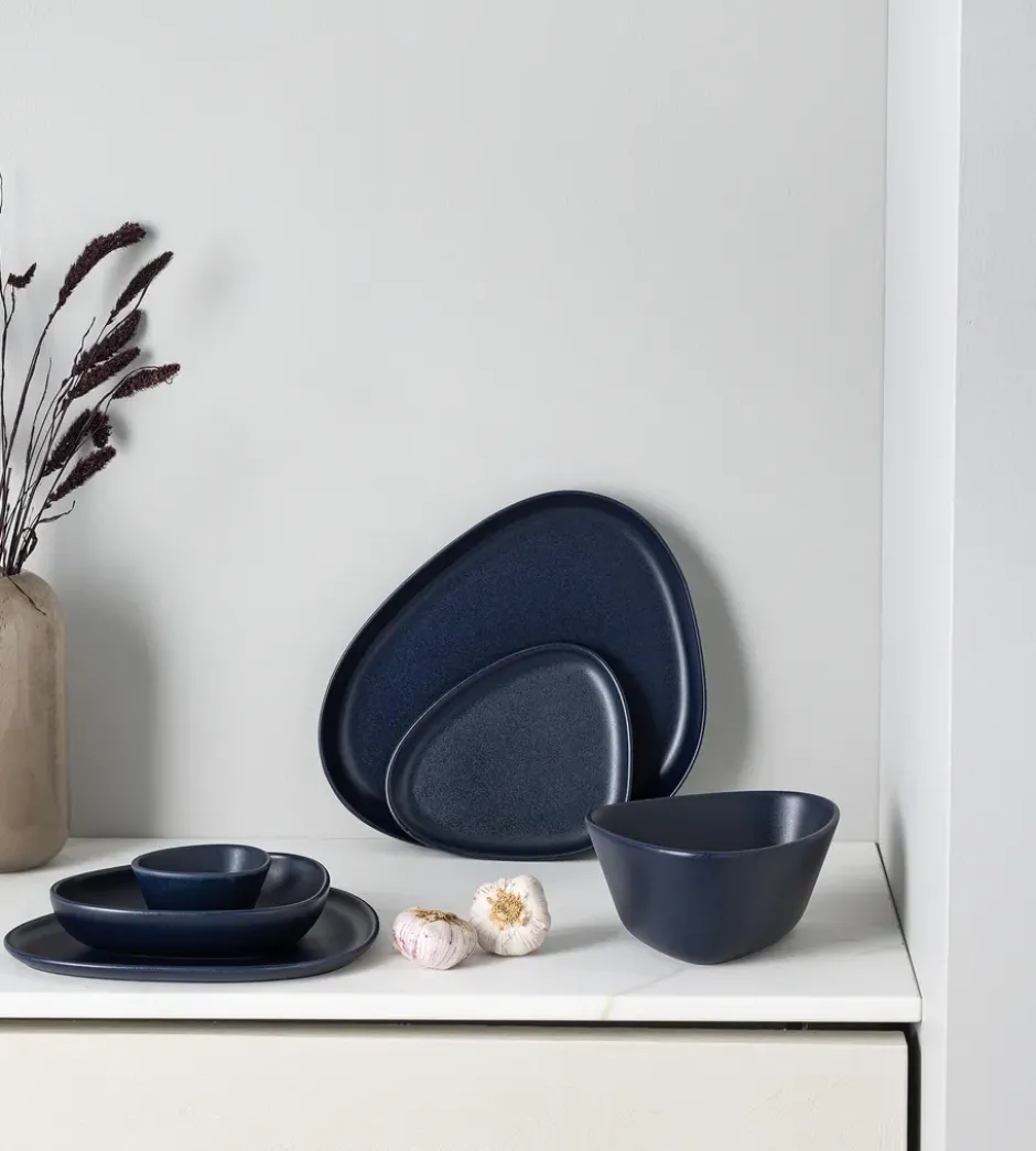Curve Stoneware tallrik 26x30 cm, Navy blue