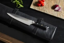 Damascus By Hâws kockkniv 33,5 cm, Svart-rostfritt stål