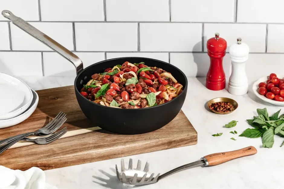 De Buyer B Bois spaghettislev med trähandtag, Rostfritt stål
