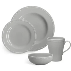 Dots assiett 22 cm 4-pack, Grå