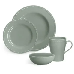 Dots tallrik 28 cm 4-pack, Grön