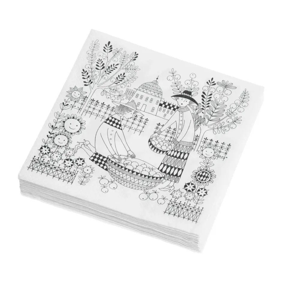 Emilia pappersservetter 33x33 cm 20-pack, Svart-vit