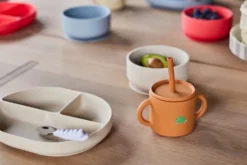 Enkei suction barntallrik, Beige