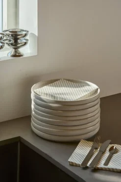 Fine stripe pappersservett, Vit-beige, 20‑pack, 33×33 cm