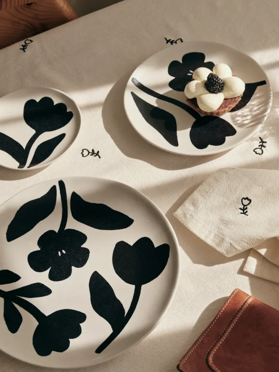 Flora tallrik Ø26 cm, Black-off white