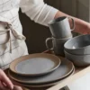 Fossil assiett Ø21 cm, Grå