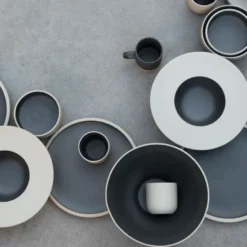 Fumiko sopptallrik, Beige-svart