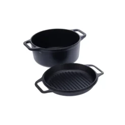 Gryta och grillpanna gjutjärn pre-seasoned, 2 delar
