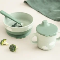 Happy Clouds foodie first meal servisset 3 delar, Green