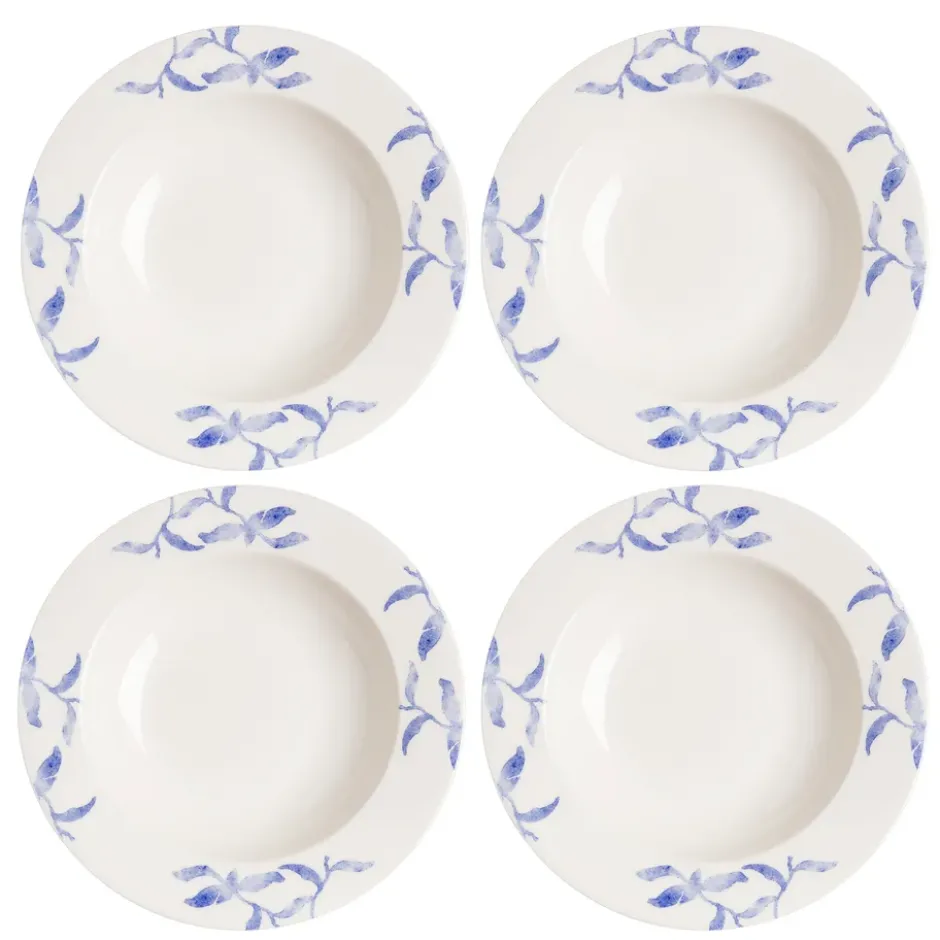 Havspil djup tallrik 23 cm 4-pack, blå-vit