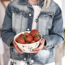 Havspil frukostskål 60 cl 4-pack, blå-vit