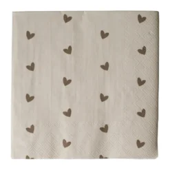 Heart pappersservett 33x33 cm 20-pack, Brown-beige