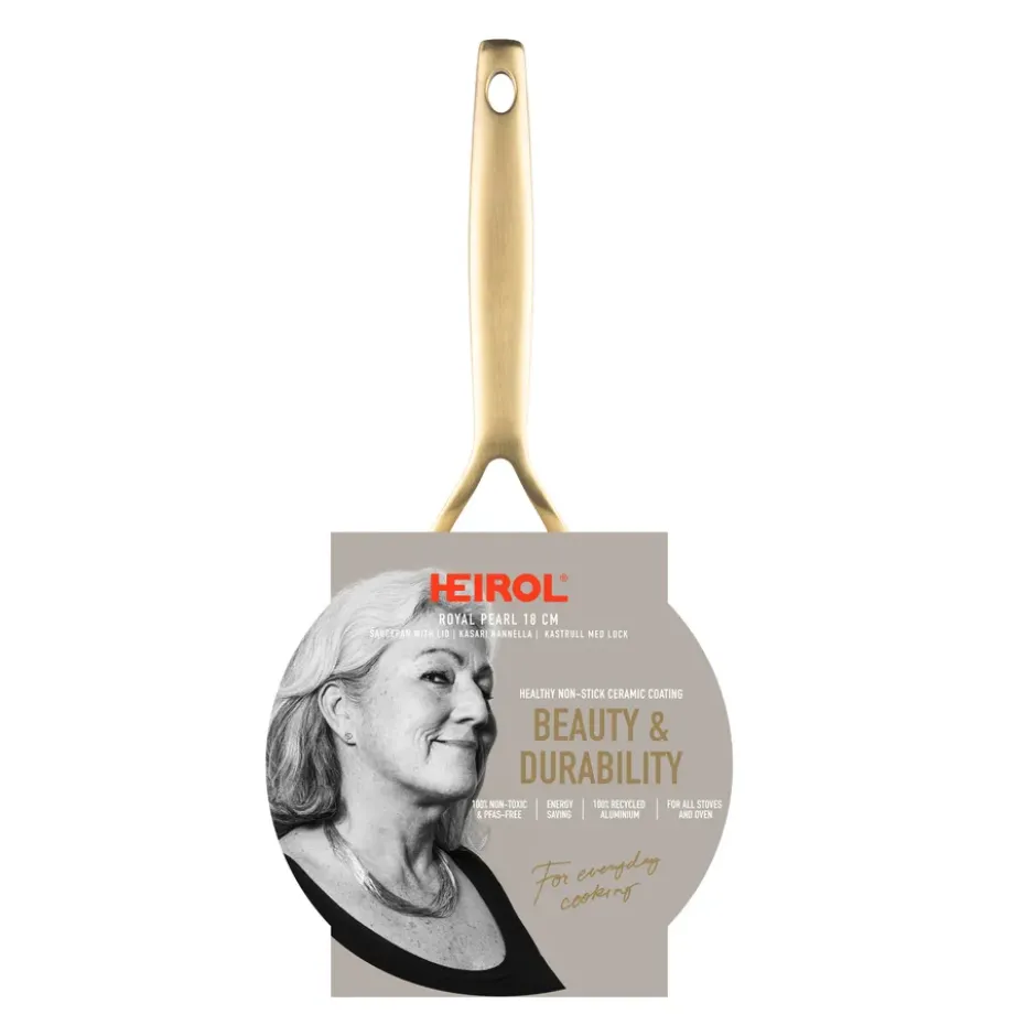 Heirol Royal Pearl saucepanna med lock Ø18 cm, Vit-guld