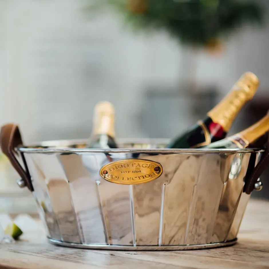 Heritage champagnekylare med läderhandtag, 30 cm