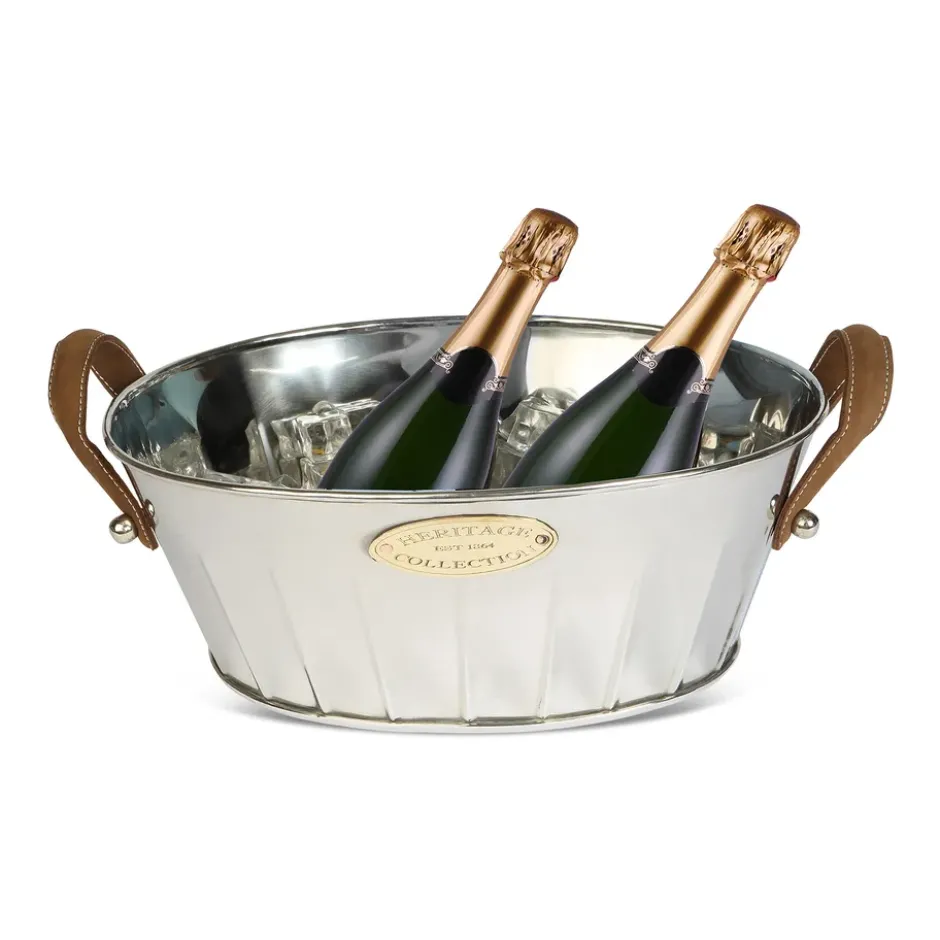 Heritage champagnekylare med läderhandtag, 30 cm