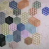 Hexagon grytunderlägg stor, Fog blue