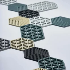 Hexagon grytunderlägg, svart