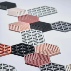 Hexagon grytunderlägg, svart