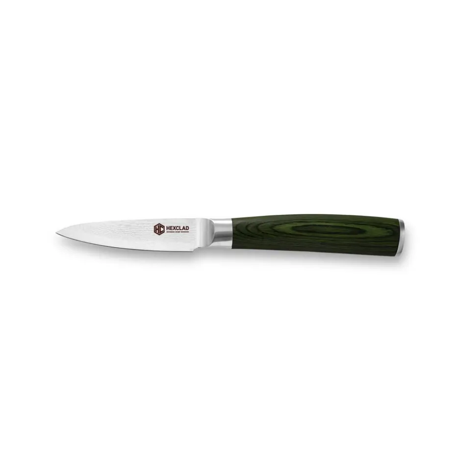 Hexclad grönsakskniv 67-lager damaskus 9 cm, Grön