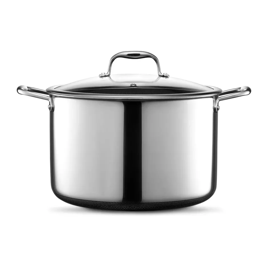Hexclad hybrid gryta med glaslock 9,5 L, Silver
