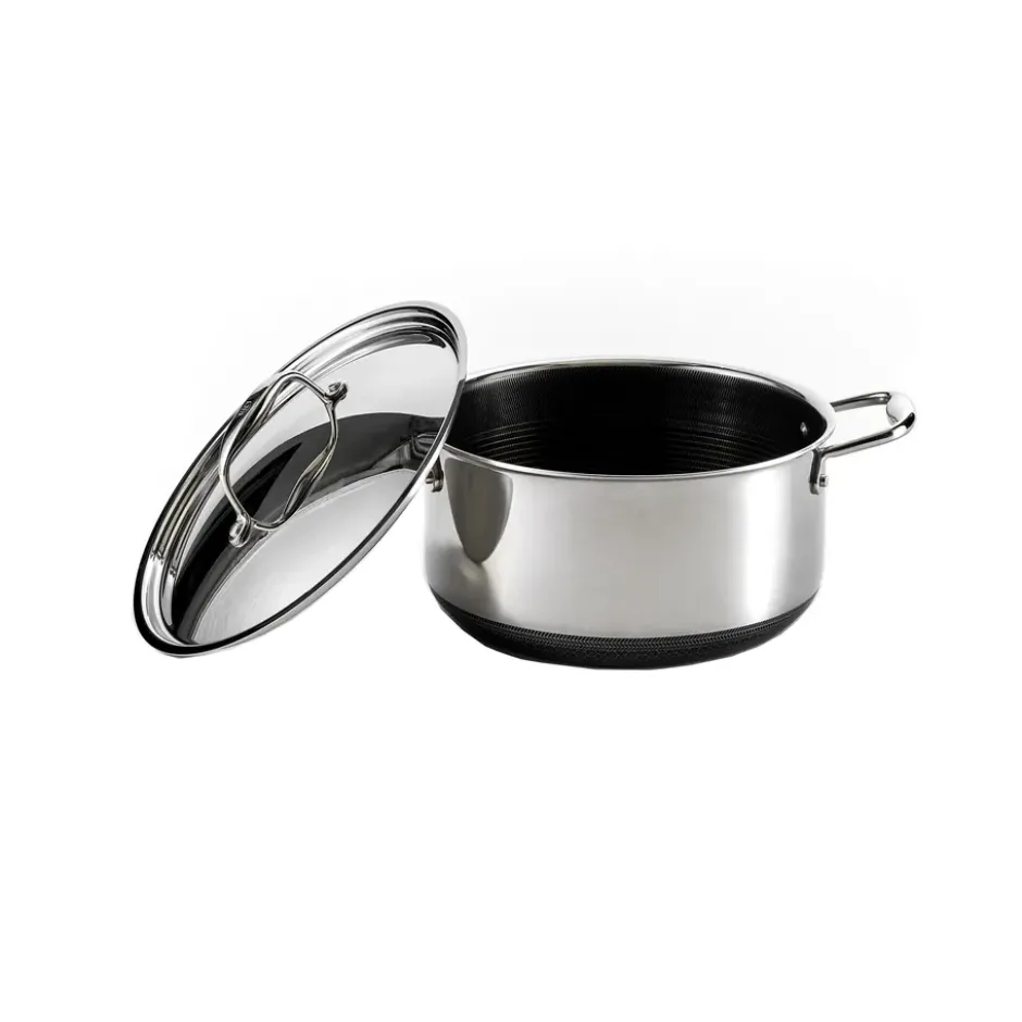 Hexclad hybrid gryta med stållock 4,7 L, Silver